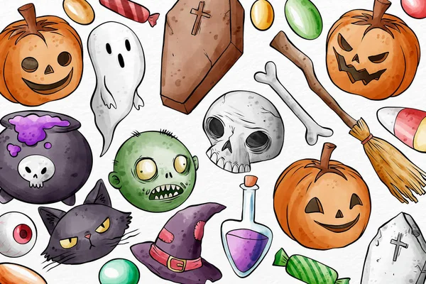 Aquarela Halloween Fundo Design Vetor Ilustração —  Vetores de Stock