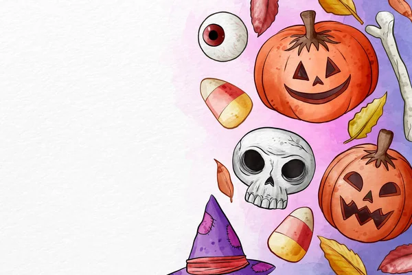 Watercolor Halloween Background Design Vector Illustration — Stock Vector