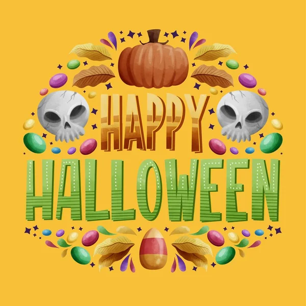 Feliz Halloween Lettering Diseño Vector Ilustración — Archivo Imágenes Vectoriales
