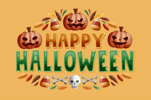 Feliz Halloween Lettering Diseño Vector Ilustración — Vector de stock