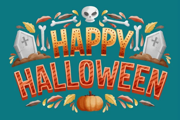 Feliz Halloween Lettering Vector Diseño Ilustración — Vector de stock