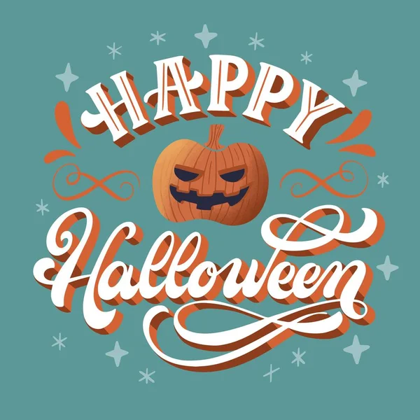 Feliz Halloween Lettering Vector Diseño Ilustración — Vector de stock