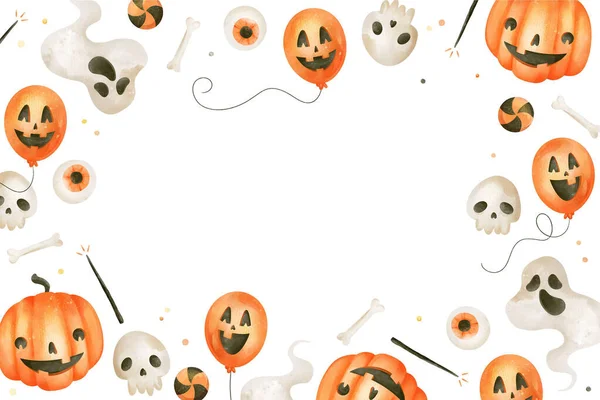 Acquerello Halloween Sfondo Disegno Vettoriale Illustrazione — Vettoriale Stock