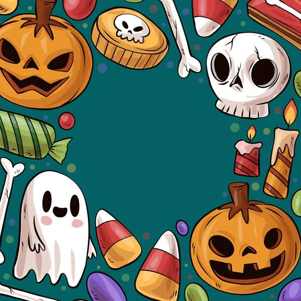 손으로 Halloween Frame Vector Design Illustration — 스톡 벡터