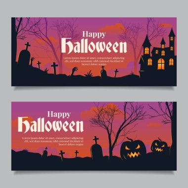 Cadılar Bayramı Sancakları düz tasarım vektör illüstrasyonu