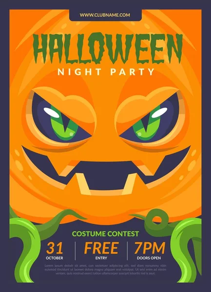 Halloween Fest Affisch Platt Design Vektor Illustration — Stock vektor