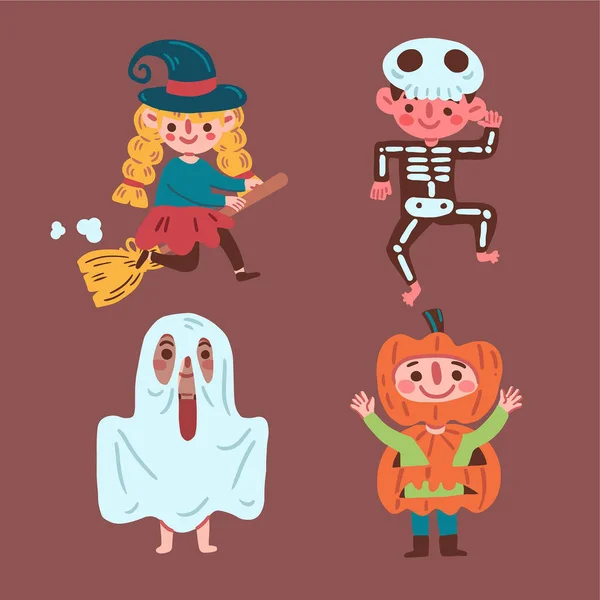 Šťastný Halloween Dětská Kolekce Design Vektorové Ilustrace — Stockový vektor