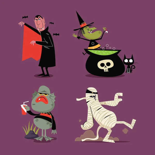 Plat Ontwerp Vector Illustratie Halloween Karakter Collectie — Stockvector