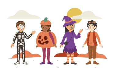 el çizimi cadılar bayramı çocuk koleksiyonu tasarım vektörü çizimi