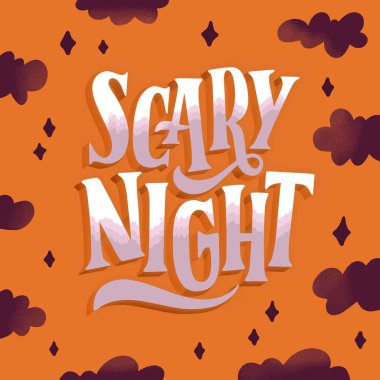 Korkunç gece harfleri tasarım vektör çizimi