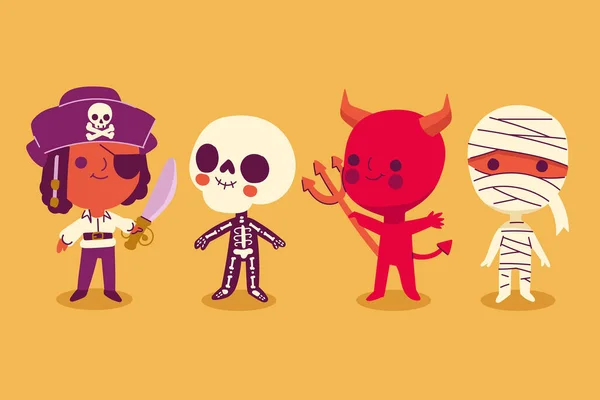 Mão Desenhada Halloween Personagem Coleção Design Vetor Illustra —  Vetores de Stock