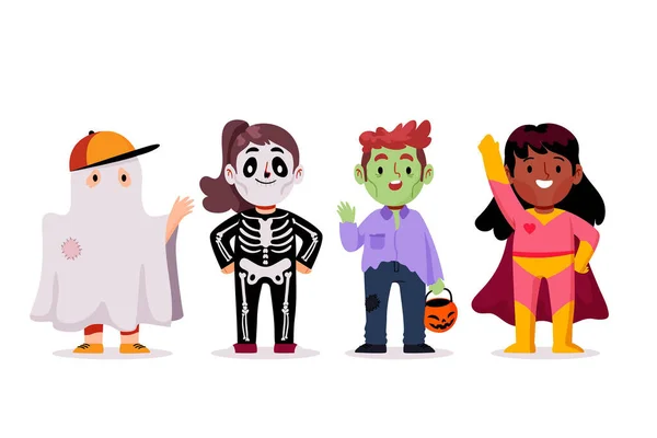Ručně Kreslené Halloween Kolekce Dítě Design Vektorové Ilustrace — Stockový vektor