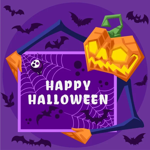 Diseño Plano Vector Ilustración Halloween Marco — Vector de stock