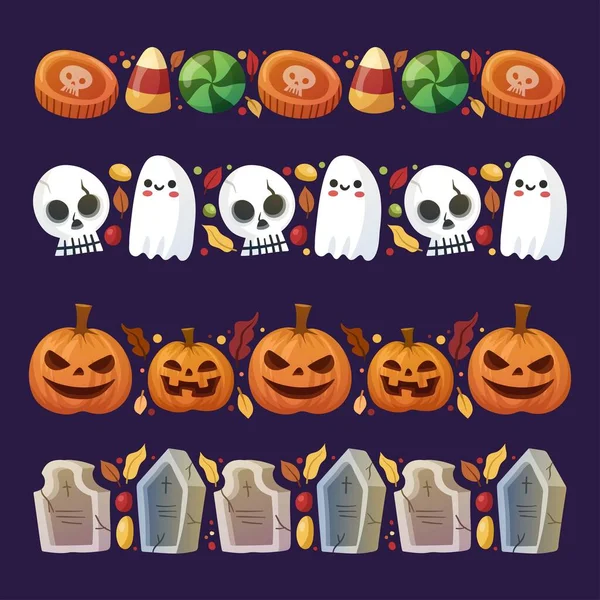 Halloween Border Collection Style Design Vector Illustration — Stock Vector