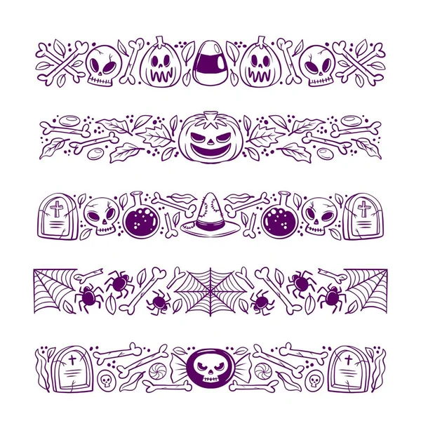 Halloween Gräns Samling Design Vektor Illustration — Stock vektor