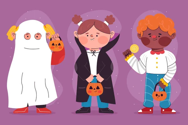 Illustration Vectorielle Design Plat Sac Enfant Halloween — Image vectorielle