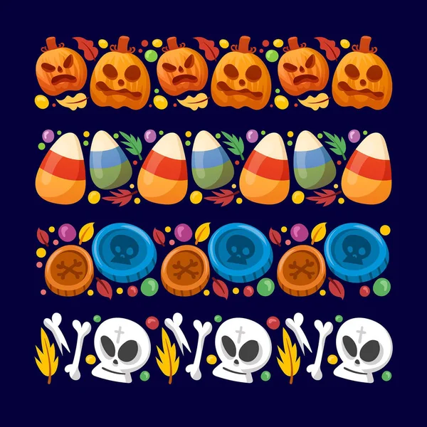Hand Getekend Halloween Grens Collectie Ontwerp Vector Illustratie — Stockvector