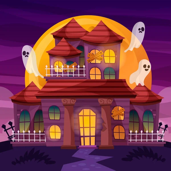 Illustration Vectorielle Conception Maison Halloween Dessinée Main — Image vectorielle
