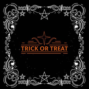 El çizimi cadılar bayramı çerçeve şablonu tasarım temsili
