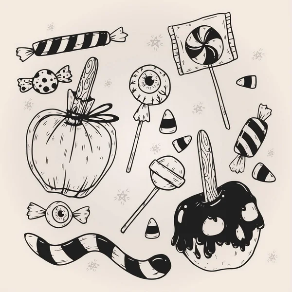 Halloween Caramelo Paquete Diseño Vector Ilustración — Vector de stock