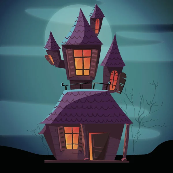 Illustration Vectorielle Conception Maison Dessin Animé Halloween — Image vectorielle