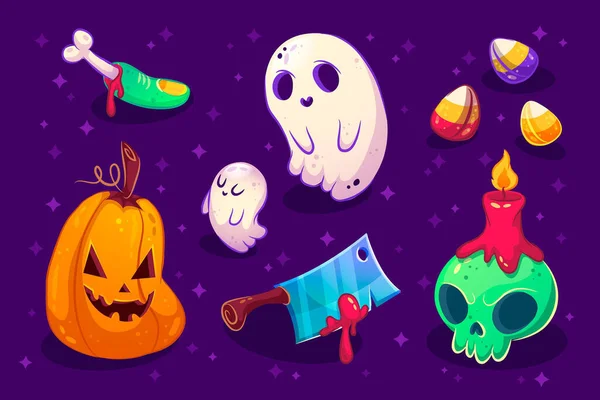 Halloween Elemento Paquete Concepto Diseño Vector Ilustración — Archivo Imágenes Vectoriales