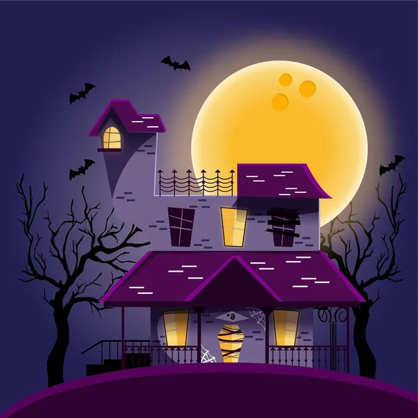 Halloween House Concept Design Vector Illustration — Stock Vector
