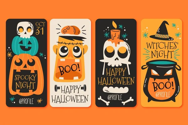 Halloween Instagram Histórias Coleção Design Vetor Ilustração — Vetor de Stock