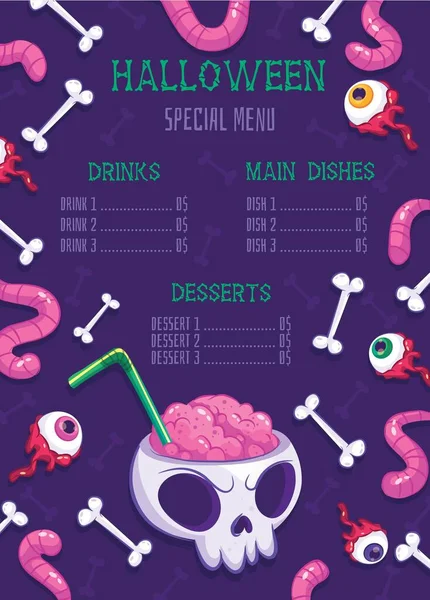 Halloween Menu Disegno Vettoriale Illustrazione — Vettoriale Stock