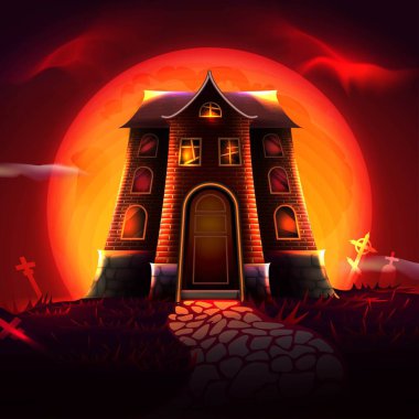 Cadılar Bayramı festivali ev tasarımı vektör çizimi