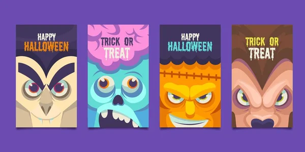 Halloween Tarjeta Colección Diseño Vector Ilustración — Archivo Imágenes Vectoriales