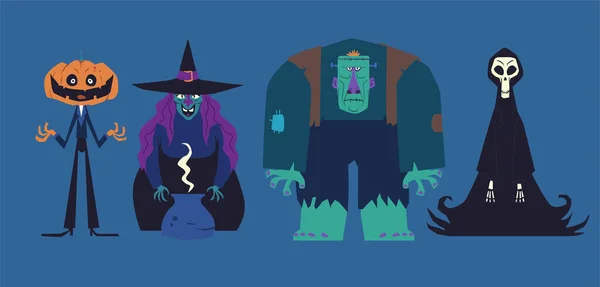 Halloween Kolekce Znaků Plochý Design Vektorové Ilustrace — Stockový vektor