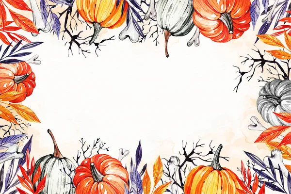 带有Pumpkins设计矢量的背景水彩画 — 图库矢量图片