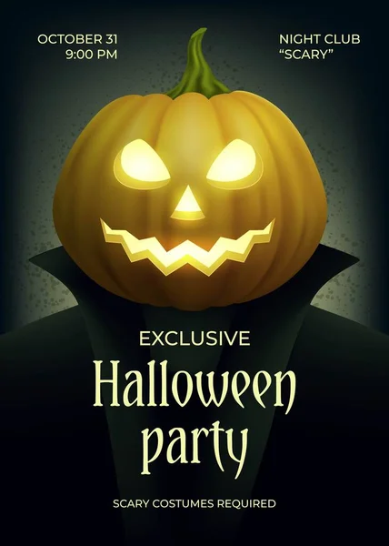 Realista Halloween Partido Cartel Diseño Vector Ilustración — Archivo Imágenes Vectoriales