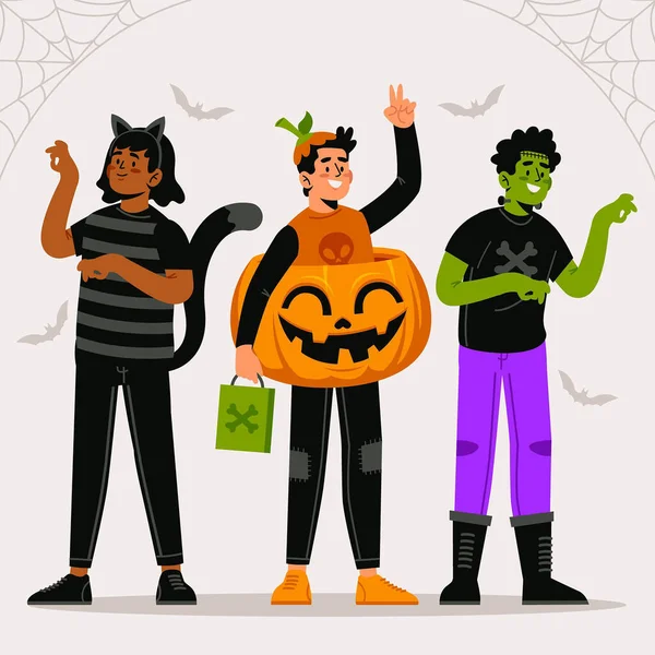 Lapos Halloween Gyerek Kollekció Tervezés Vektor Illusztráció — Stock Vector