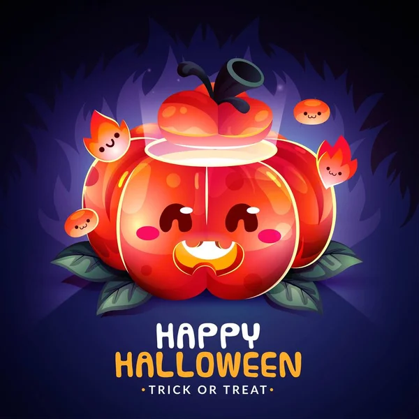 Realistisk Söt Halloween Pumpa Design Vektor Illustration — Stock vektor