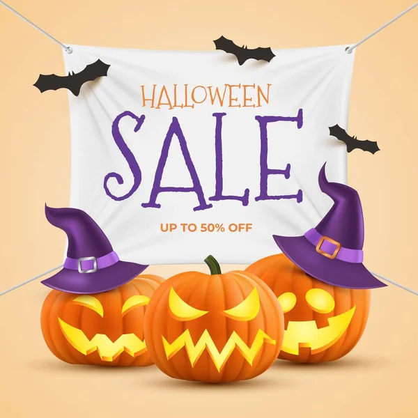 Realistische Halloween Verkauf Konzept Design Vektor Illustration — Stockvektor