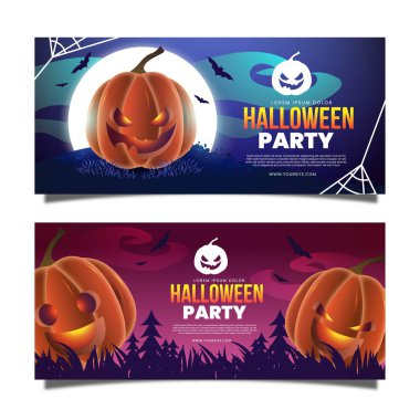 gerçekçi cadılar bayramı pankartları tasarım vektörü illüstrasyonu