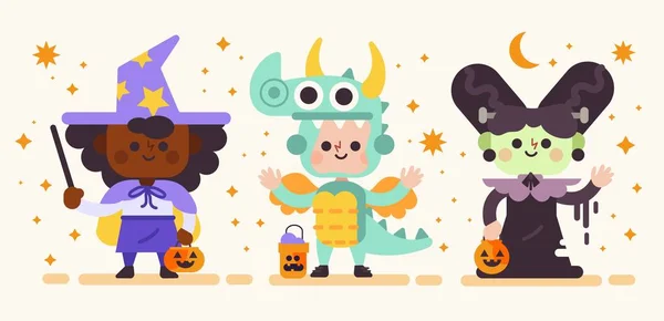 Halloween Festival Niño Conjunto Diseño Vector Ilustración — Archivo Imágenes Vectoriales