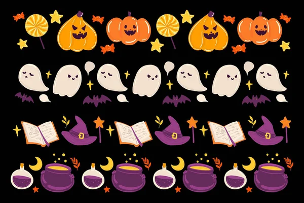 Halloween Border Collection Concept Design Illustrazione Vettoriale — Vettoriale Stock