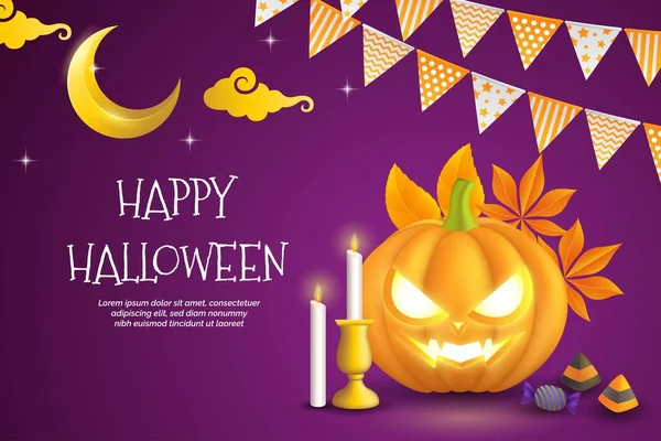 Realista Halloween Papel Pintado Diseño Vector Ilustración — Vector de stock