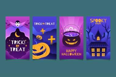 Cadılar Bayramı Instagram hikayeleri koleksiyonu tasarım vektörü illüstrasyonu