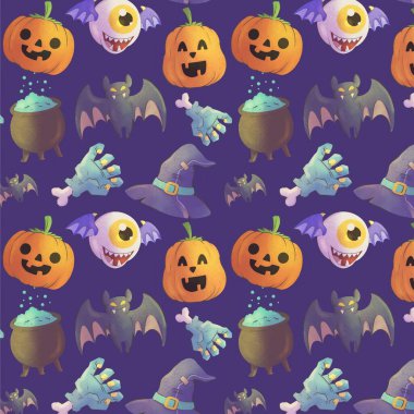 El çizimi düz cadılar bayramı deseni tasarımı