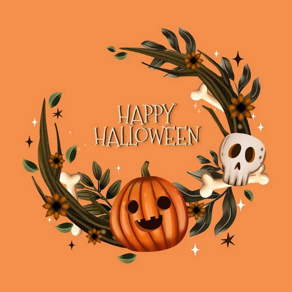 Aquarel Halloween Frame Template Vector Ontwerp Illustratie — Stockvector