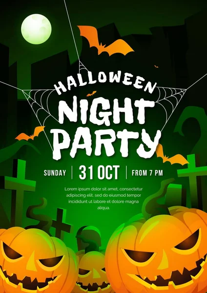 渐变Hallobetween Party Vertical Poster Template Vector Design Illustration — 图库矢量图片