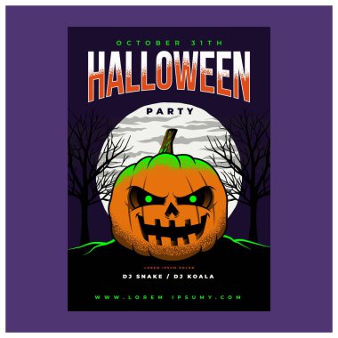 El çizimi düz cadılar bayramı partisi dikey poster şablonu