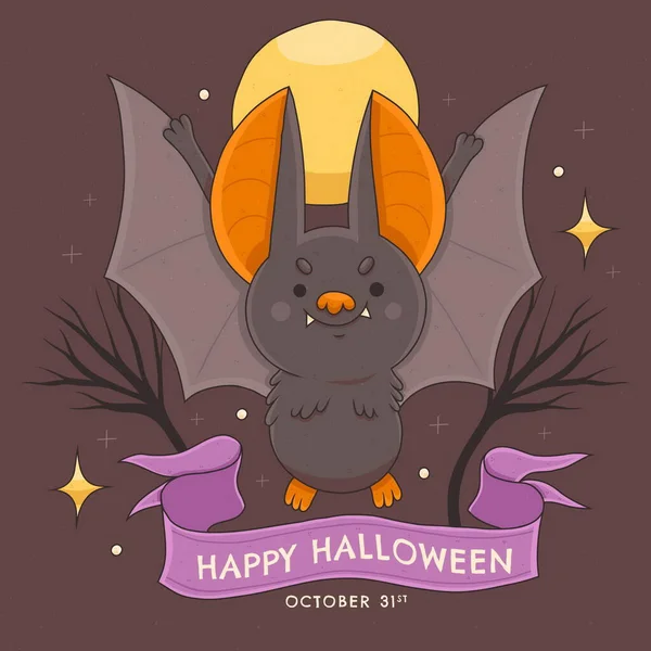 Illustration Chauve Souris Halloween Dessinée Main — Image vectorielle