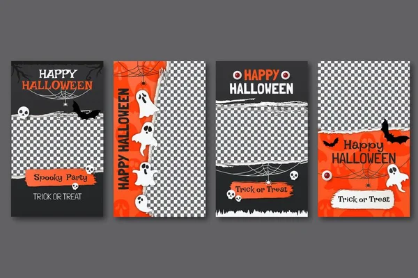 Realistisk Halloween Instagram Berättelser Samling Vektor Design Illustration — Stock vektor