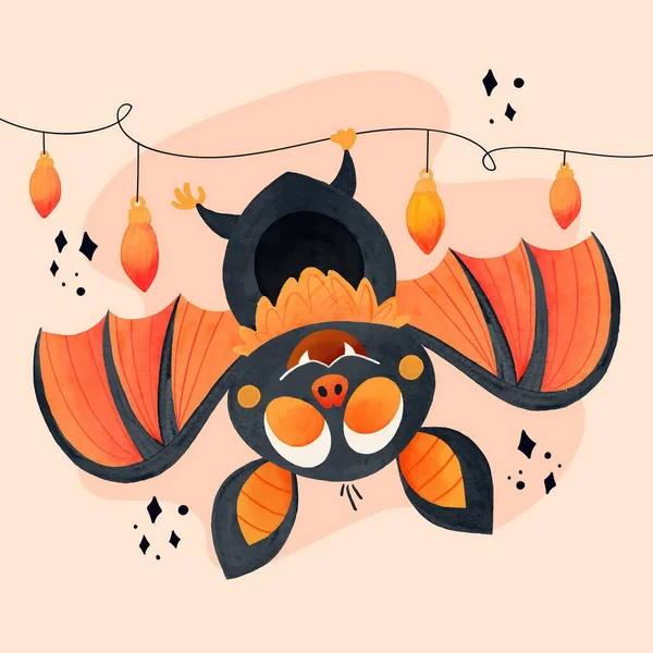 Acuarela Halloween Murciélago Vector Diseño Ilustración — Archivo Imágenes Vectoriales