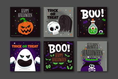 El çizimi düz cadılar bayramı Instagram koleksiyon vektör tasarımı illüstrasyonuName